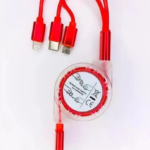 Micro USB Cable 1 m Universal Retractable 3in1 Multi Charging Charger Cable (Compatible with All Mobile Phones, Red, One Cable) photo review